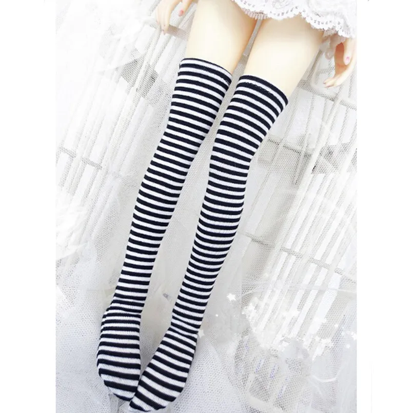 1 3 1 4 SD Bjd Stocking Doll Clothes Black and White Stripe Socks Elastic Stockings