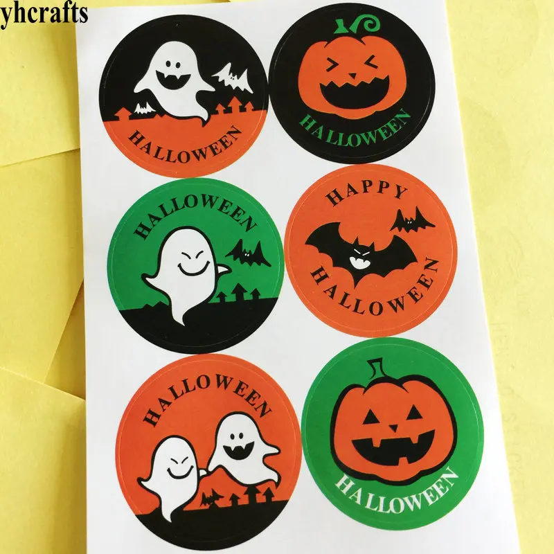 6pcs Lot Pumpkin Ghost Bat Paper Sticker Bake Sealing Pumpkin Ghost Bat Paper Sticker Bake Sealing Stickers Craft Material Diy Label Wall Fridge Outlet In From Toys Hobbies On