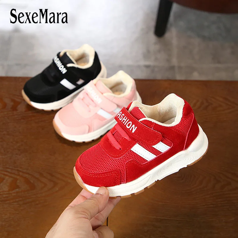 

2018 Autumn Baby Sneakers Shoes Boys Black/red/pink Girls Shoes Breathable Children Running Shoes Kids Trainers Newborns B08133