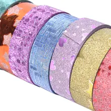 10 pièces taille 1.5 cm * 3 m bricolage Kawaii outils de Scrapbooking rayures or paillettes étoile coeur japonais papier papier Washi bandes ruban de masquage(China)