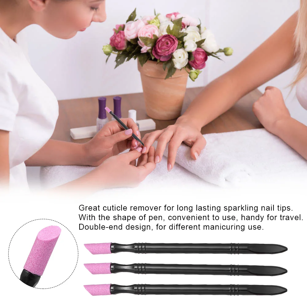 

3 Pcs Professional Nail File Sanding Cuticle Remover Pusher Trimmer Buffer Pedicure Manicure Tools Makeup Nail Art File Pen