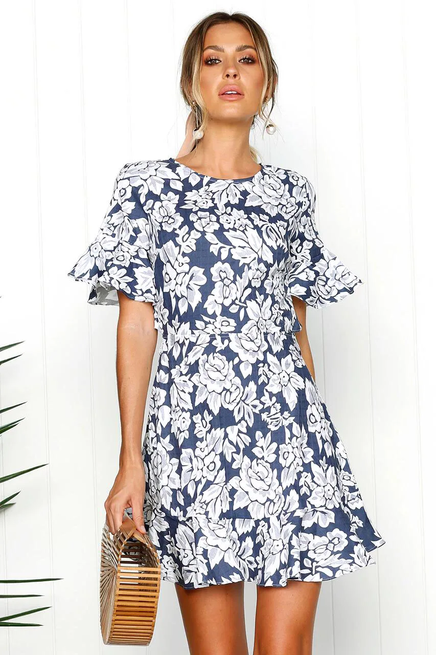 Casual Floral Print Summer Dress Women 2018 Sexy Style A Line Chiffon ...