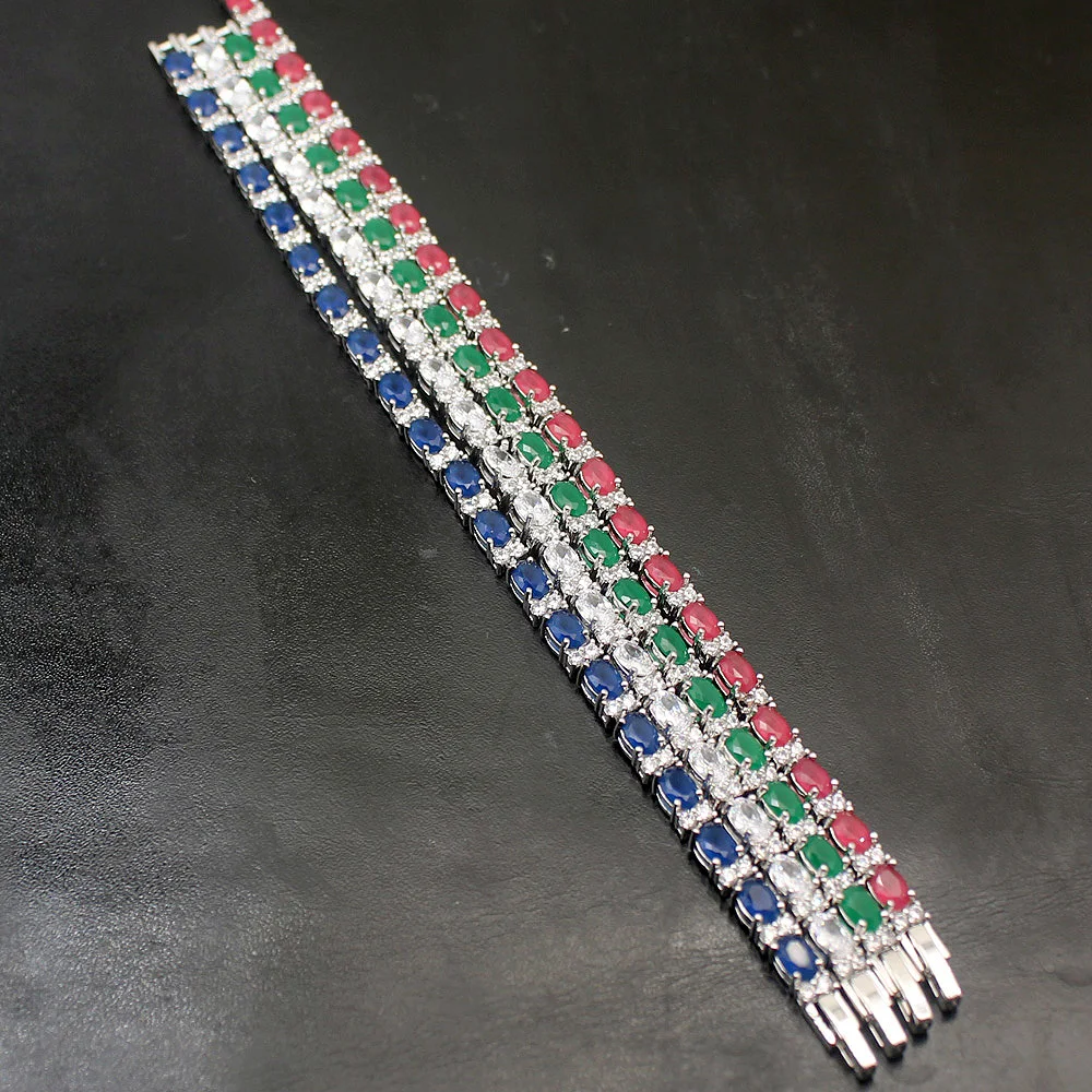 Скидка 38% Выберите свой цвет Нежный натуральный камень женский браслет 925 пробы серебряный Теннисный браслет 7 8 дюймов