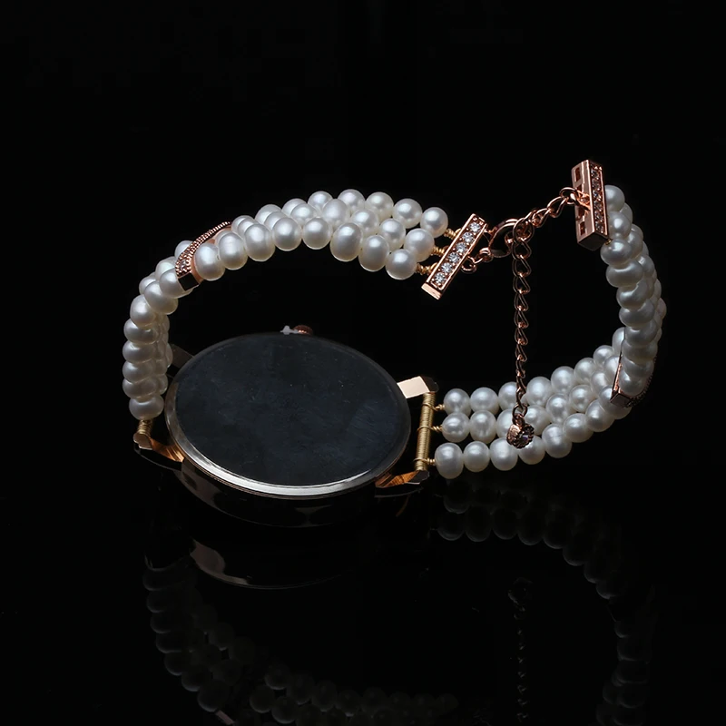 Красивые женские часы-браслет с натуральным пресноводным жемчугом, модный браслет для девочек, подарок на день рождения
