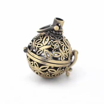 

27x20mm Vintage Filigree Butterfly Hollow Cage Round Ball Locket Pendants For DIY Essential Oil Diffuser Perfume Chime Making