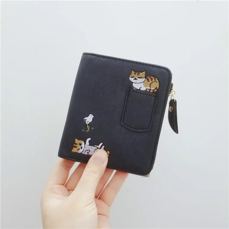 Mara's Dream маленький женский кошелек для монет с милой вышивкой, бумажник с кошками, женские кожаные кошельки на молнии, кошельки, сумки для женщин - Цвет: D