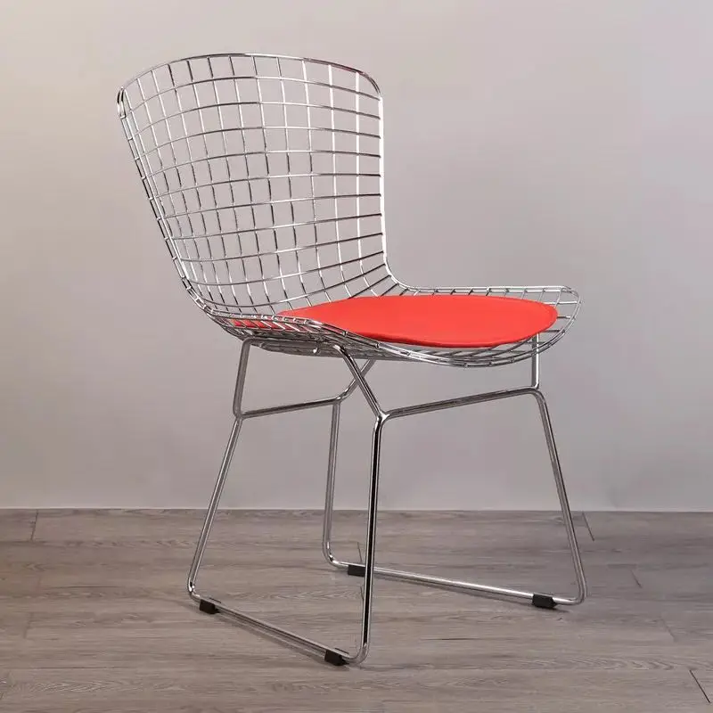 U-BEST заказ открытый stackable садовая Плетенный металлический стул с сеткой, роскошные современные реплики из золотистого металла стул - Цвет: Chrome red pad