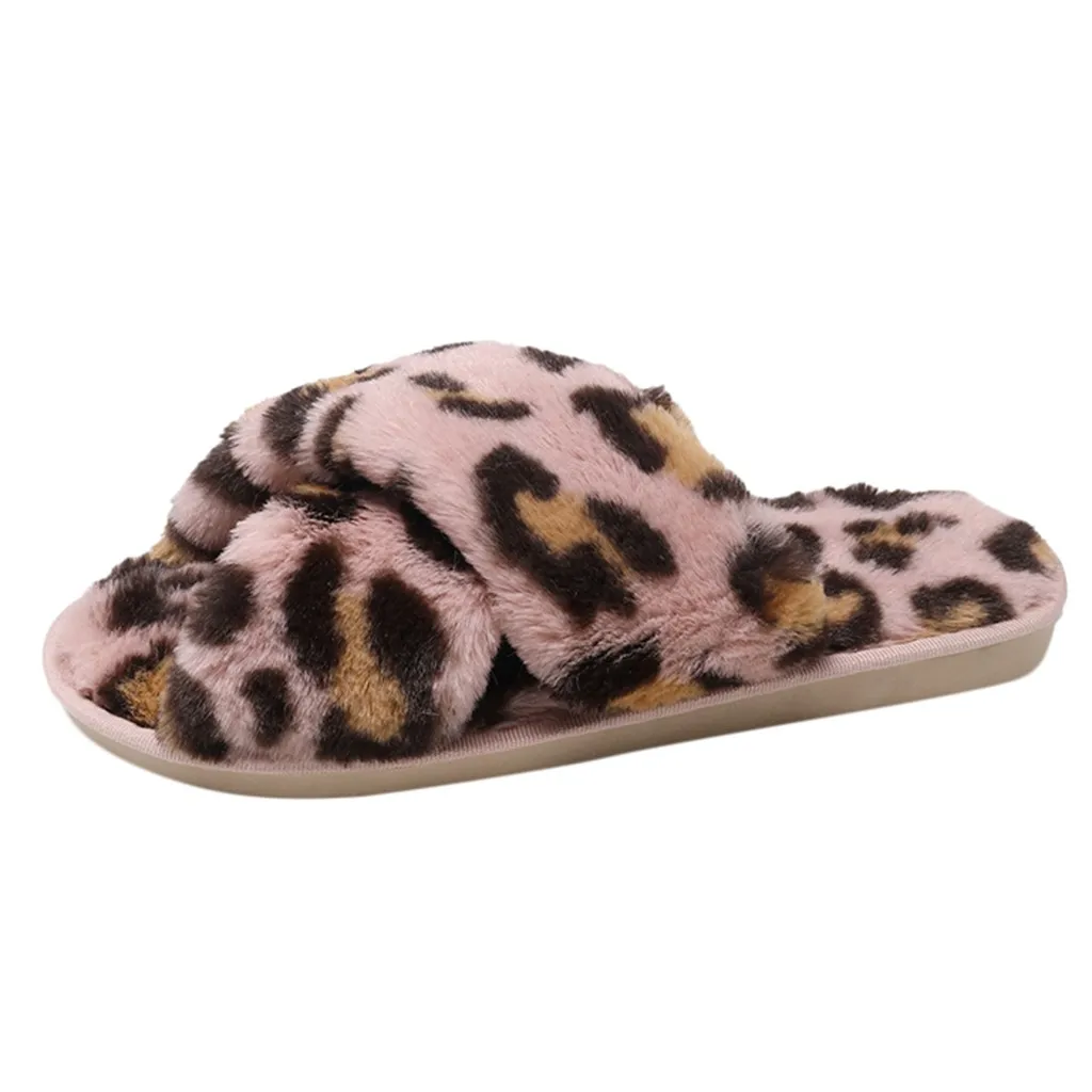 Женские Противоскользящие тапочки с леопардовым принтом; зимняя теплая хлопковая обувь; тапочки; теплая зимняя обувь; удобная семейная обувь;# YL1 - Цвет: Розовый