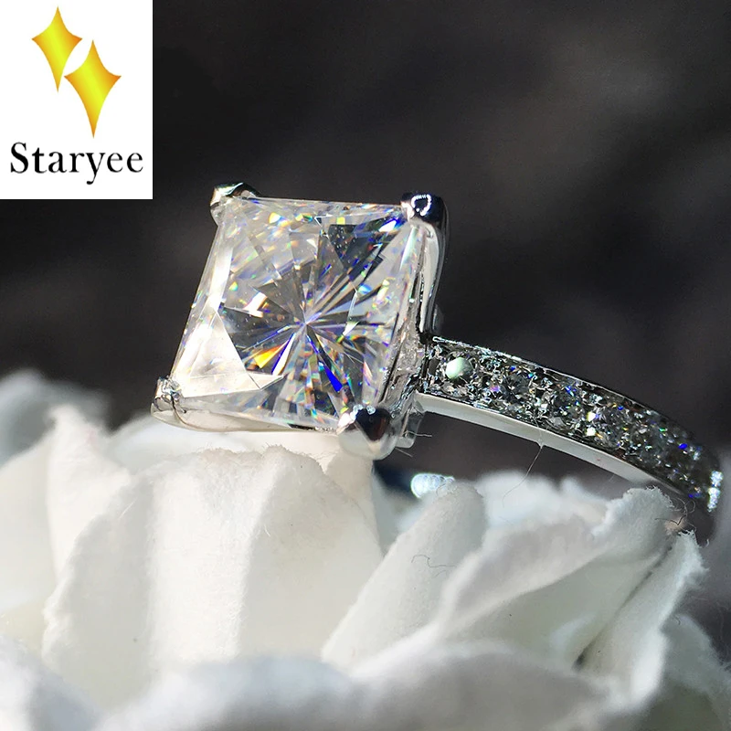 Moissanite Ring 14K White Gold DEF VS Lab Grown Moissanite Diamond Halo