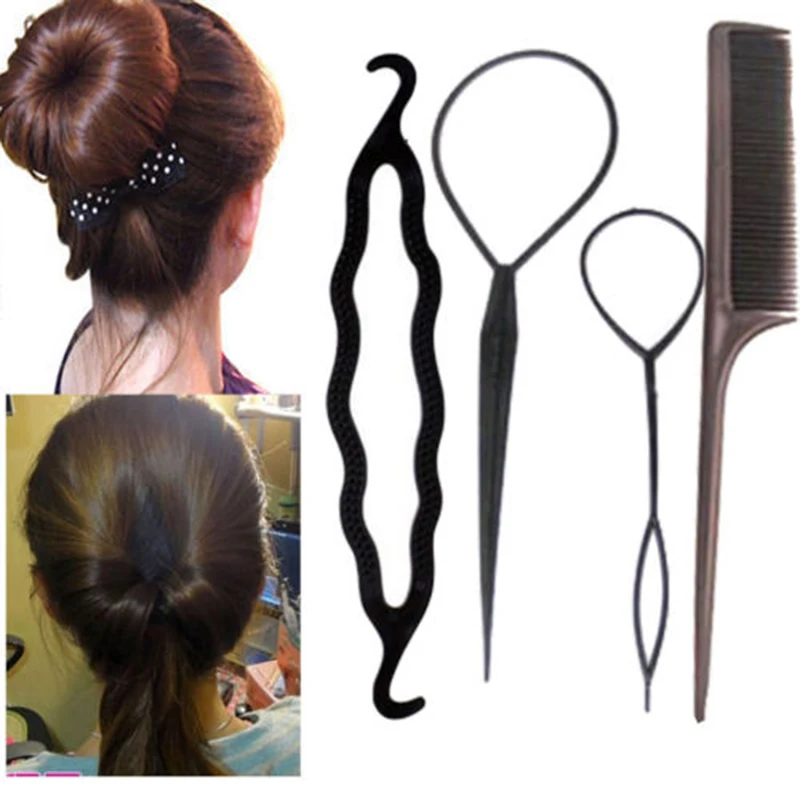 

4pcs/set Ponytail Creator Plastic Loop Styling Tools Pony Tail Clip Hair Braid Maker Styling Tool Fashion Salon