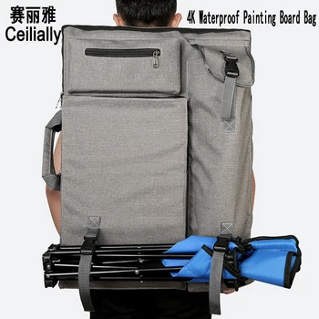 

Painting Board Bag 4K Light Gray Waterproof Portable Sketch Painting Board Large Capacity Travel Shoulder Sketchpad Drawing Bag