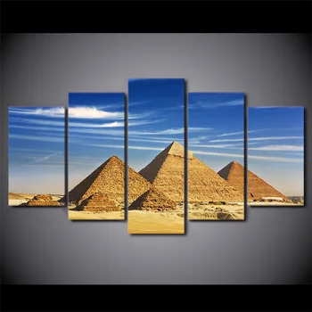 

5 Pcs Framed HD Printed Egypt Pyramid Blue Sky Picture Wall Art Canvas Room Decor Poster Canvas Modern Oil Painting