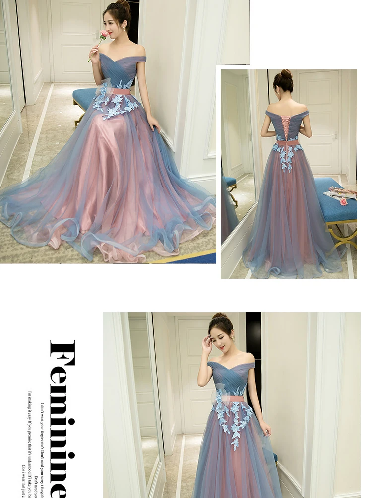 2 Styles Sleeveless Floor Length Prom Dress Lace Up Long Prom Dress Blue Strapless Evening Dress Appliques Prom Dresses FD29