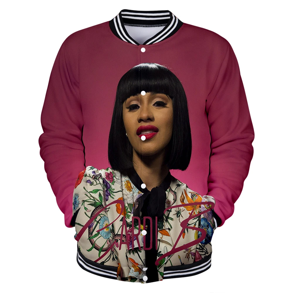 Ideal  3D Baseball Jacket Women Men Print Cardi B singer Sweatshirts Casual 3D Print Cardi B Womens Baseba