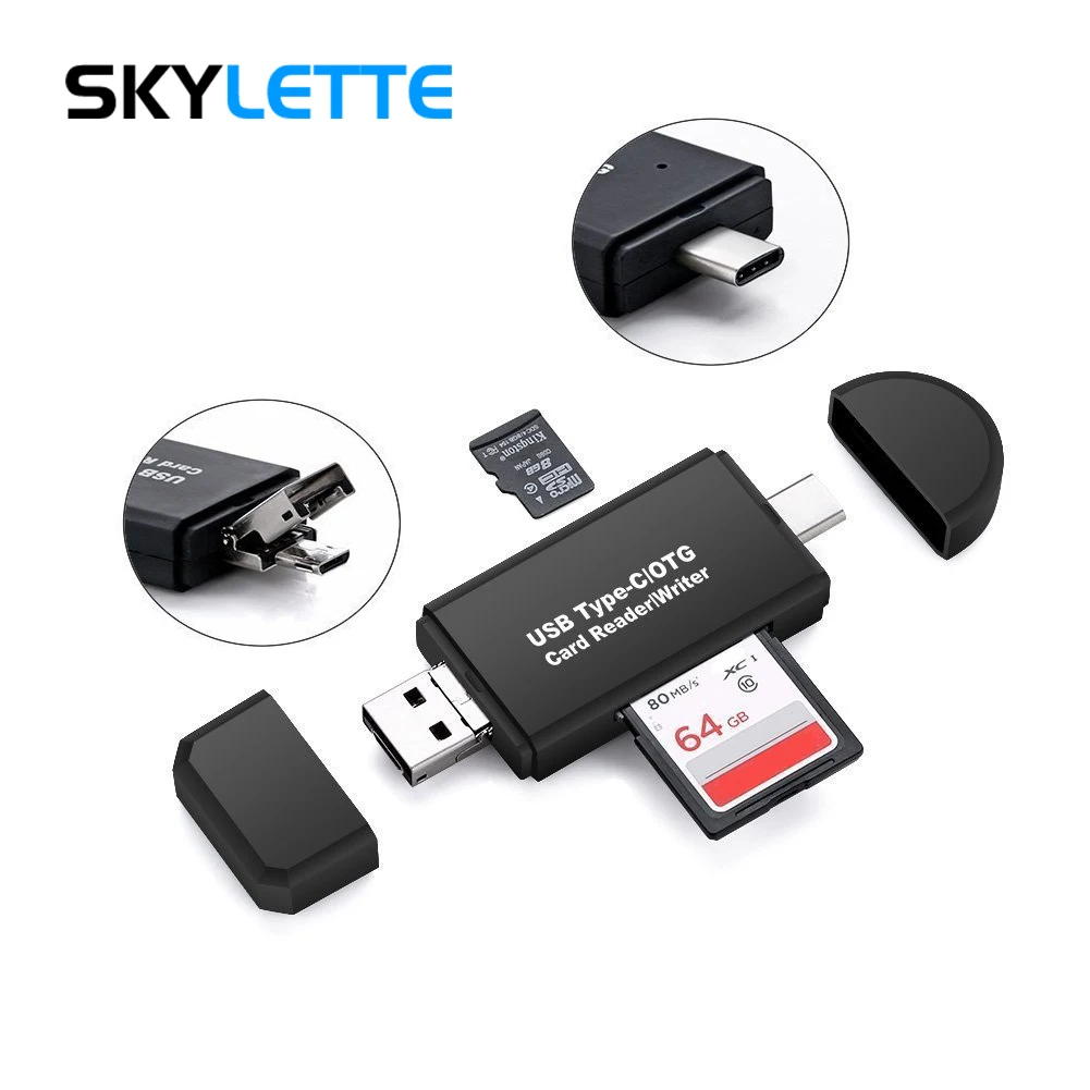 Type C Micro USB кардридер USB2.0 Универсальный TF/SD карта памяти OTG ридер для Xiaomi 6 GALAXY S8 Macbook