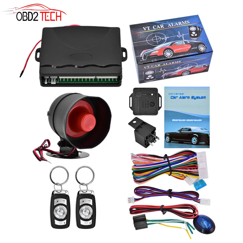 

5pcs a lot 12V Car Alarm System One Way Vehicle Burglar Alarm Security Protection System with 2 Remote Control