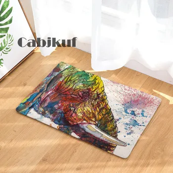 

New Anti-Slip Carpets Personality Color Painting Elephant Print Mats Bathroom Floor Kitchen Rugs 40x60or50x80cm