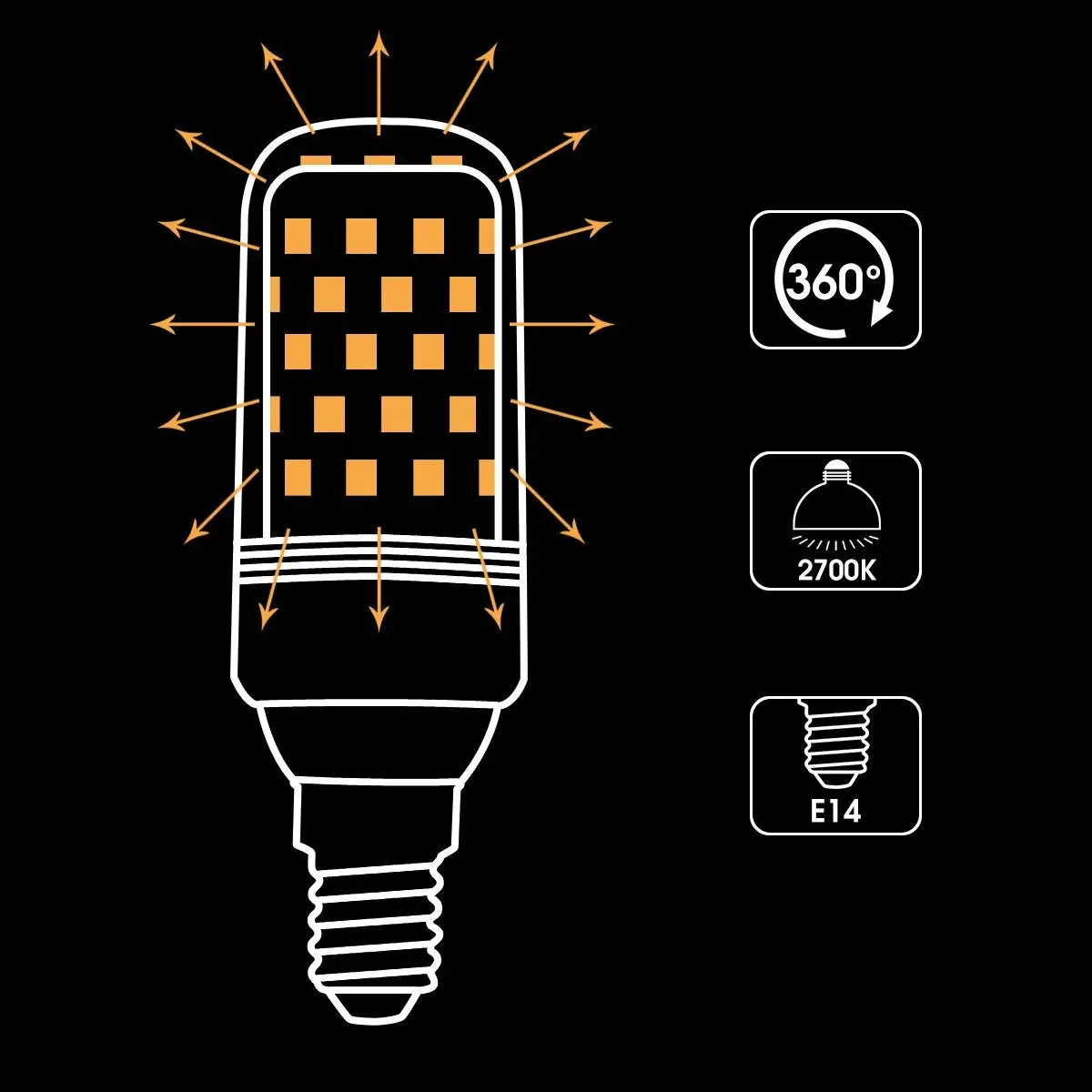 Светодиодный лампочки «Кукуруза» E27 9W теплый белый 2700K 80W эквивалент накаливания Маленький Винт 1000 люмен свеча свет Bulbs-3Pack