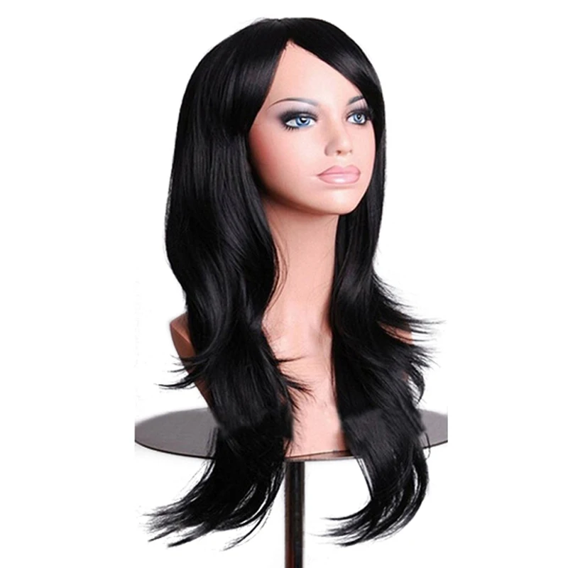 

Soowee 70cm Long Wavy Women's Hair Wigs Hair Piece Synthetic Hair Black Gray Party Hair Heat Resistant Cosplay Wig