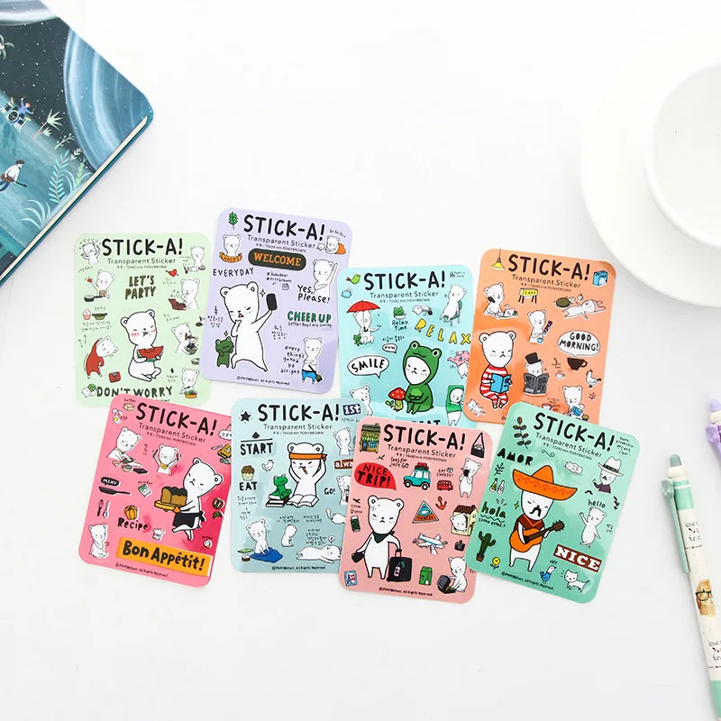

Cute funny expression Bear Decorative Stickers Adhesive Stickers DIY Decoration Diary Stationery Stickers Children Gift