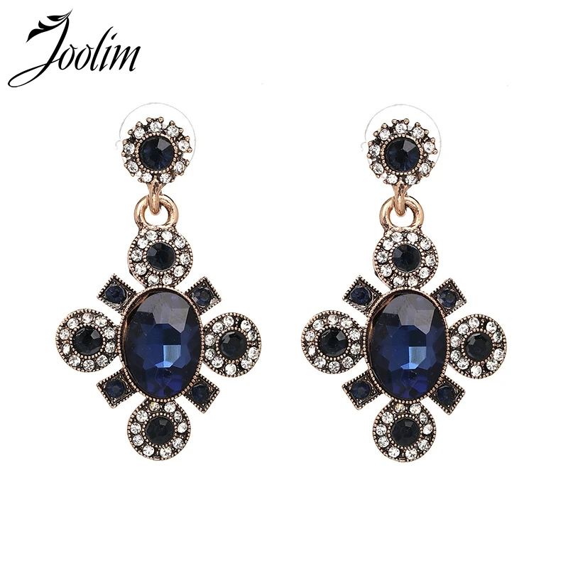 

Joolim Jewelry Navy Blue Flower Drop Earring Piercing Earring