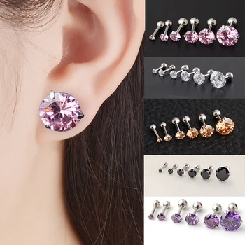 

Sale 2pcs Men Women Cartilage Tragus Small Rhinsetones Stud Earrings Nail Helix Bone Dazzling Body Piercing Jewelry Gift