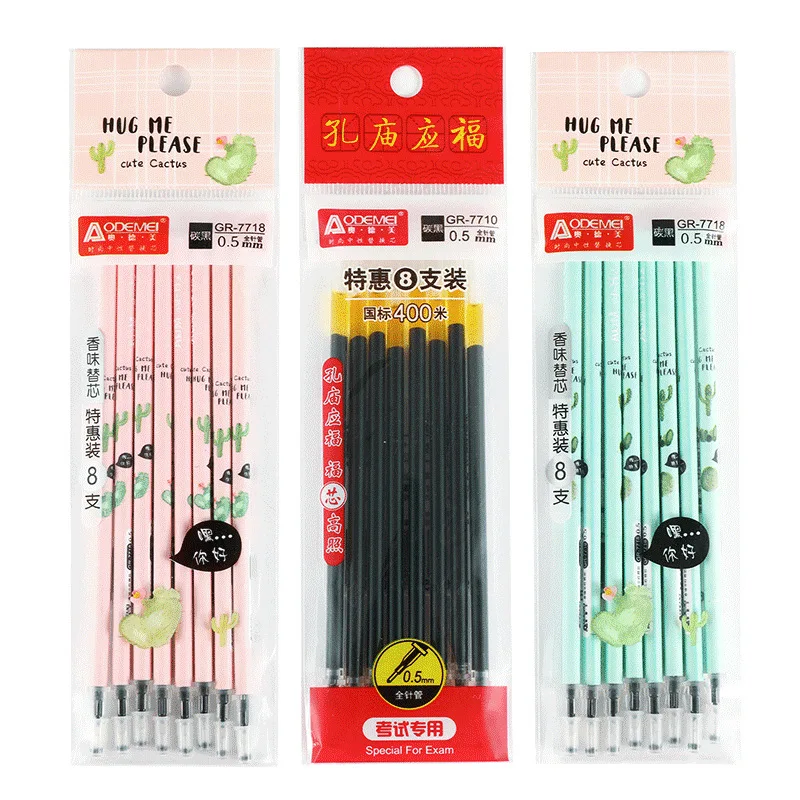 

8Pcs/bag Good Quality Black Gel Pen Refill School 0.5mm Plastic Neutral Pen Refill Office Stationery Supplies