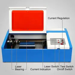 Высокоскоростной CO2 лазерный гравировальный станок 40 Вт USB порт водяного охлаждения гравировальный станок