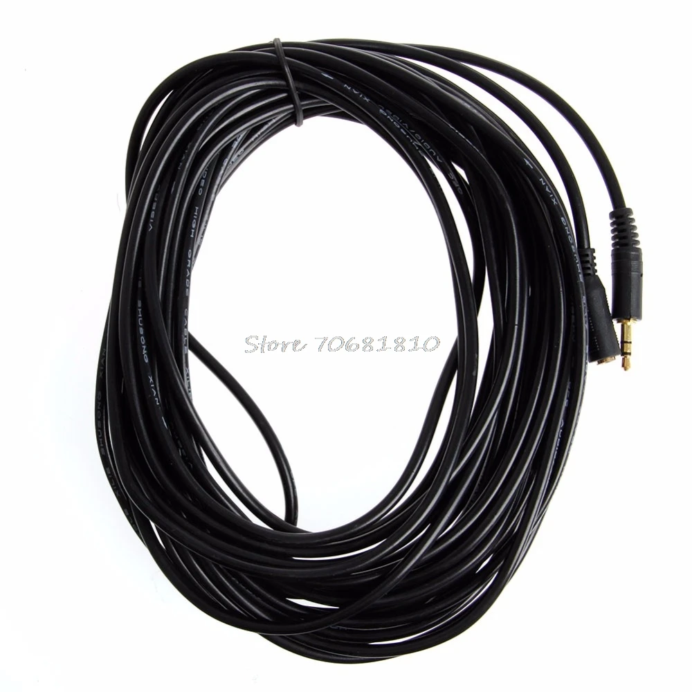 10M Male Black to Female 3.5mm Audio Stereo Earphone Headphone
