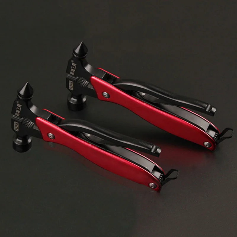

UNeefull Hand tools Multi-function safety hammer with knife, lamp, screwdriver, saw, bottle opener Portable Hammer Tools