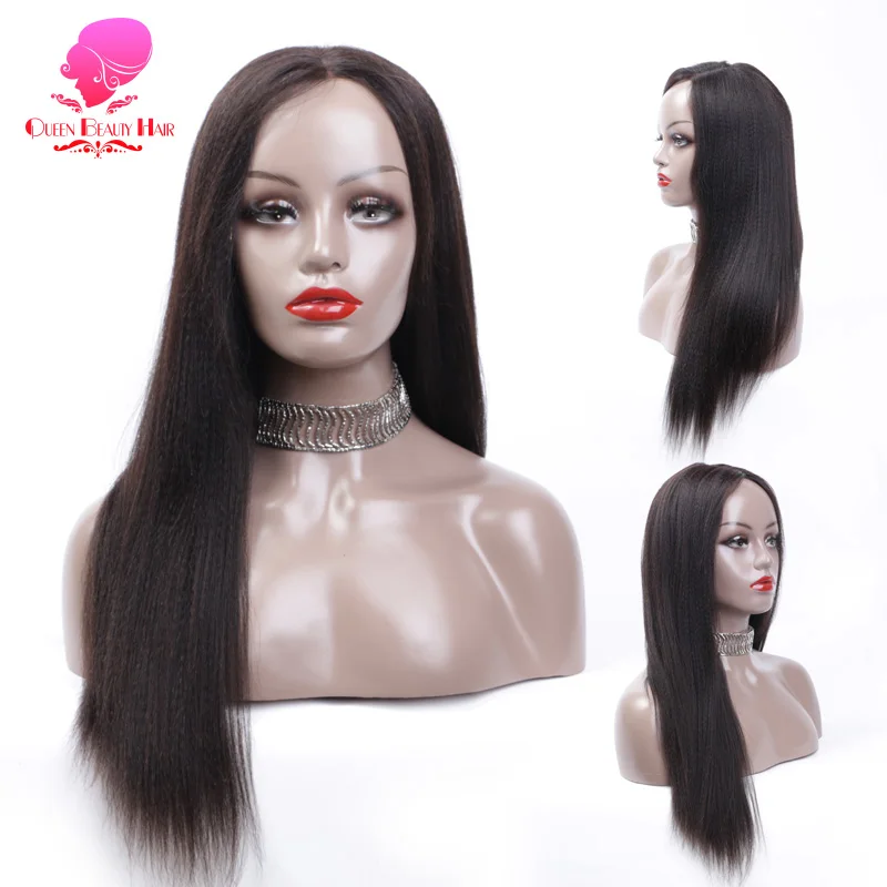 

QUEEN BEAUTY 360 Lace Frontal Wig Pre Plucked with Baby Hair 130 Density Kinky Straight Remy Human Hair Swiss Lace Brazilian Wig