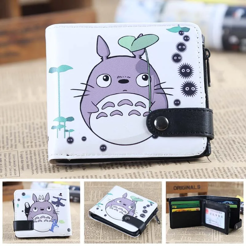 Аниме Феи хвост Chibi Natsu& Lucy PU короткий нулевой кошелек/портмоне/многослойный двойной бумажник на кнопке - Цвет: Totoro