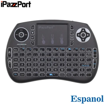 

iPazzPort RGB Backlit Spanish Espanol 2.4GHz Mini Wireless Keyboard Air Mouse with Touchpad for Android TV Box, Mini PC, Laptop