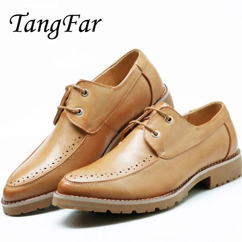 

Men's Brogue Shoes New Breathable Quality Leather Casual Shoes Male Manual Mens Flat Shoes Fashion Sneakers