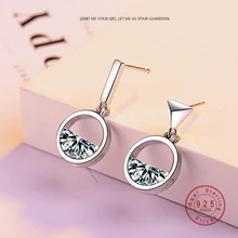 Темперамент S925 стерлингового серебра серьги для женщин геометрические полые полукруглый сверкающий Циркон Шарм асимметричные серьги подарок