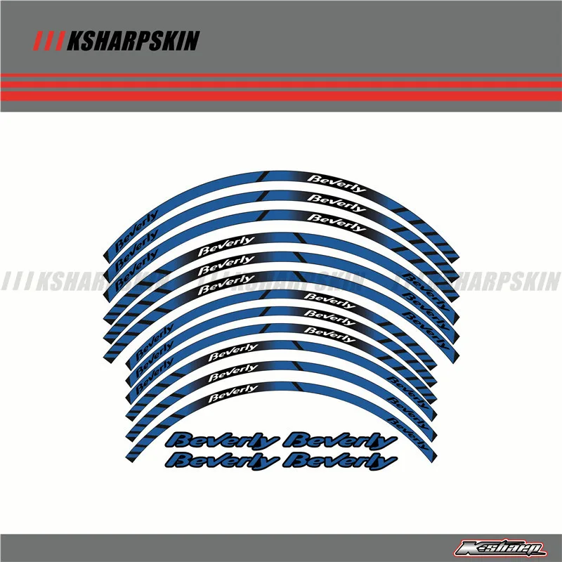 12 X толстый край внешний обод наклейки в полоску колесные наклейки подходят для всех Piaggio beverly 125 250 350 500 16''14''