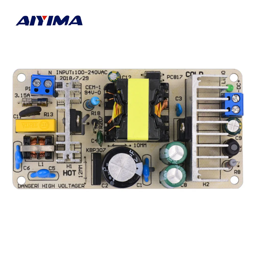 

AIYIMA New Isolate 24V 4A Switching Power Adapter AC100-240V To DC24V 100W Voltage Stabilizer Circuit Protection Universal Board