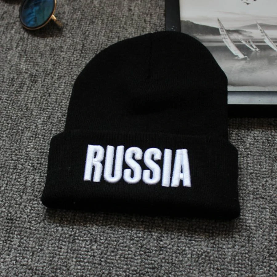 

Letters RUSSIA Womens Men Beanie Hats Hip Hop Spring Head Knitted Hats For Girls Bone Masculino Feminino Casquette Femme Ice Cap