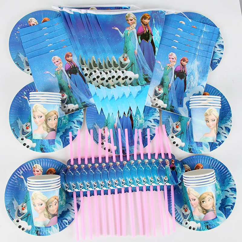 

90pcs Suitable for 20 people Frozen Party Anna Elsa Princess Tableware Set total Children Birthday Party Supplies Decorations