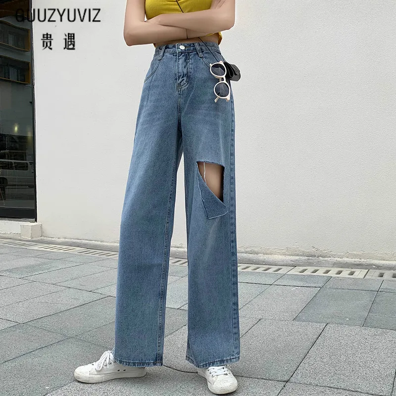 

GUUZYUVIZ Casual Jeans Woman Loose Hold Denim Pants Women High Waisted Pantalon Jean Femme Vintage Plus Size