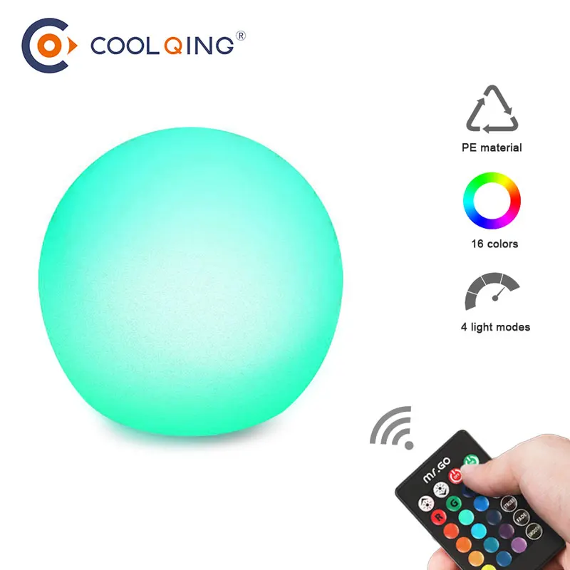 

15cm 16 colors RGB Dimmable LED Table Light Rechargeable Battery Waterproof Round Ball Desk Lamp Remote Control LED Night Light