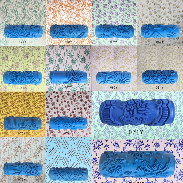 5 rubber embossed flower pattern diy paint roller sleeve wall painting pattern