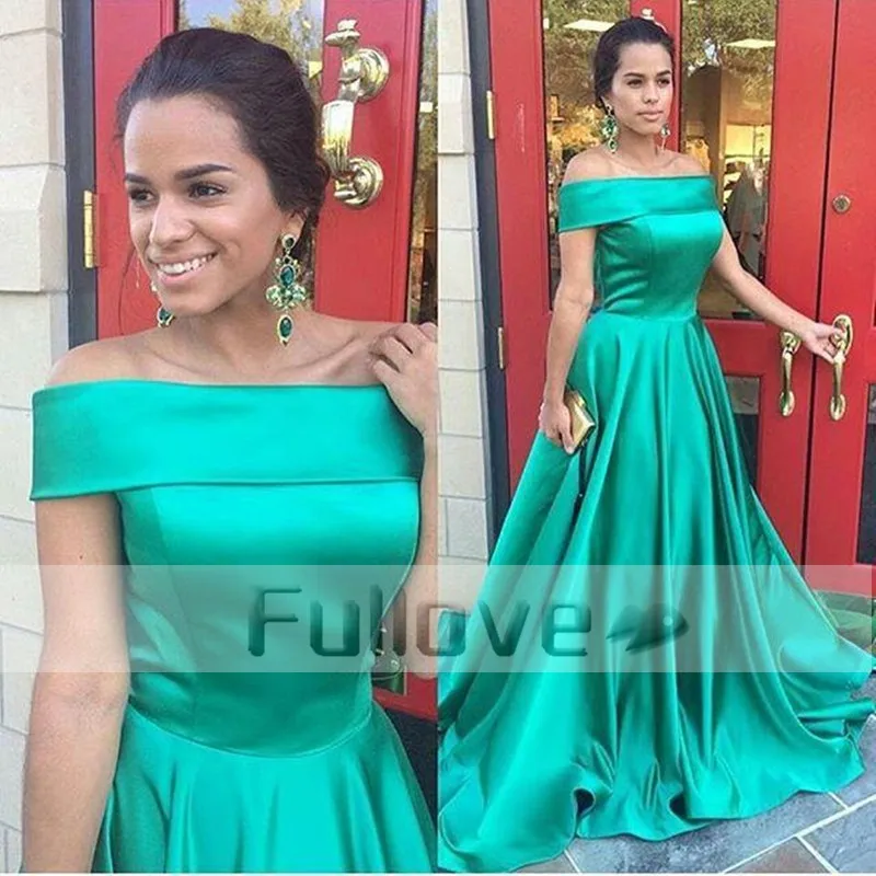 Vestido-De-Festa-2016-Plus-Size-Boat-Neck-Green-A-line-Evening-Dresses-Court-Train-Robe_