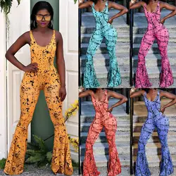 S-3XL 2019 Лето High Street моно-Принт Комбинезон Для женщин пикантные Цветочный принт короткий топ комбинезон уличная одежда большого размера