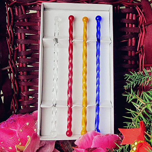 4 шт ручной работы на заказ миксер коктейльные палочки художественные муранские стеклянные палочки для коктейлей вечерние кухонные аксессуары для ночного клуба - Цвет: Многоцветный