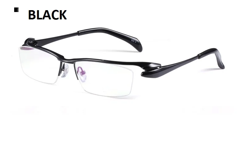 Оправа для очков из чистого титана, мужские очки для чтения, полуоправа, очки для близоруких по рецепту, оправа для очков, мужские очки, ширина-140 - Цвет оправы: black