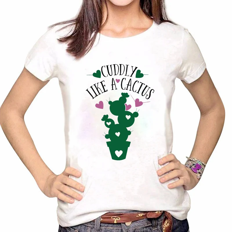 

Women Clothes Tshirt Printed Women Cactus Love Green Fashion Summer Shirt Short Sleeve Casual T Top Female T-shirt Woman Tee