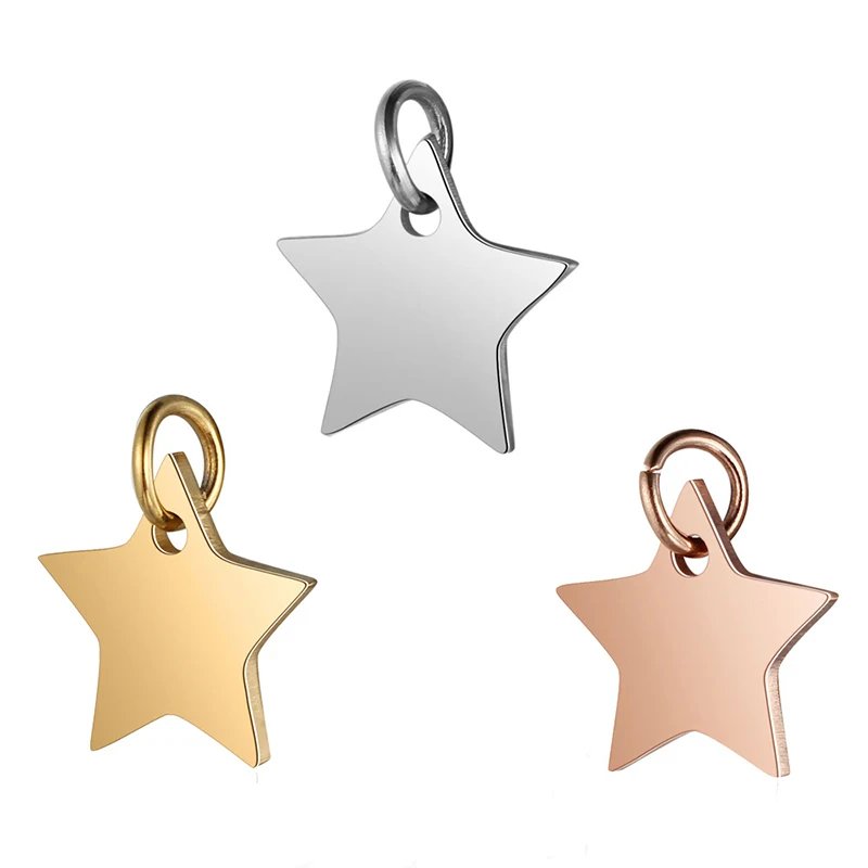 

5pcs/lot Stainless Steel Star Charms Pendants with Open Jump Rings for DIY Necklace Jewelry Making Findings Crafts Accessories
