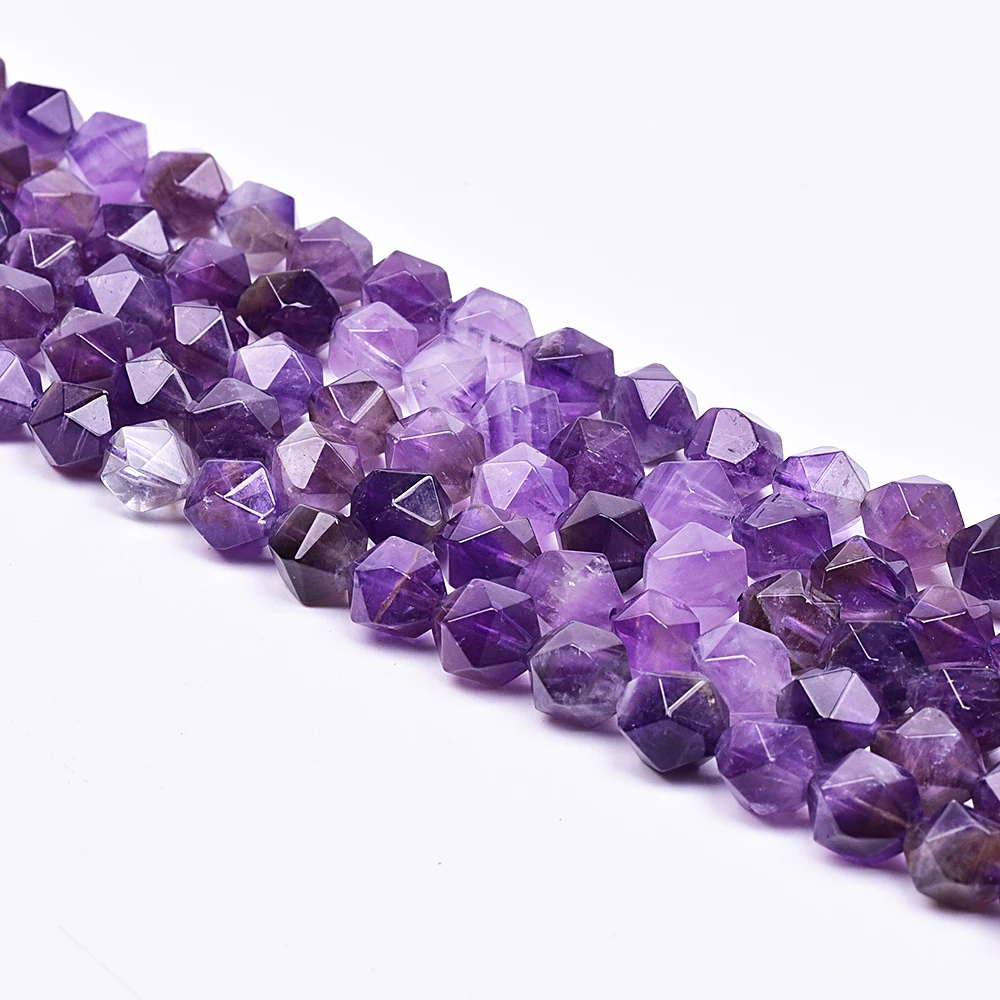 

XIN JIAO Natural Purple Stone Beads for Jewelry Making Round Loose Beads Semi-precious for diy Craft 15.5