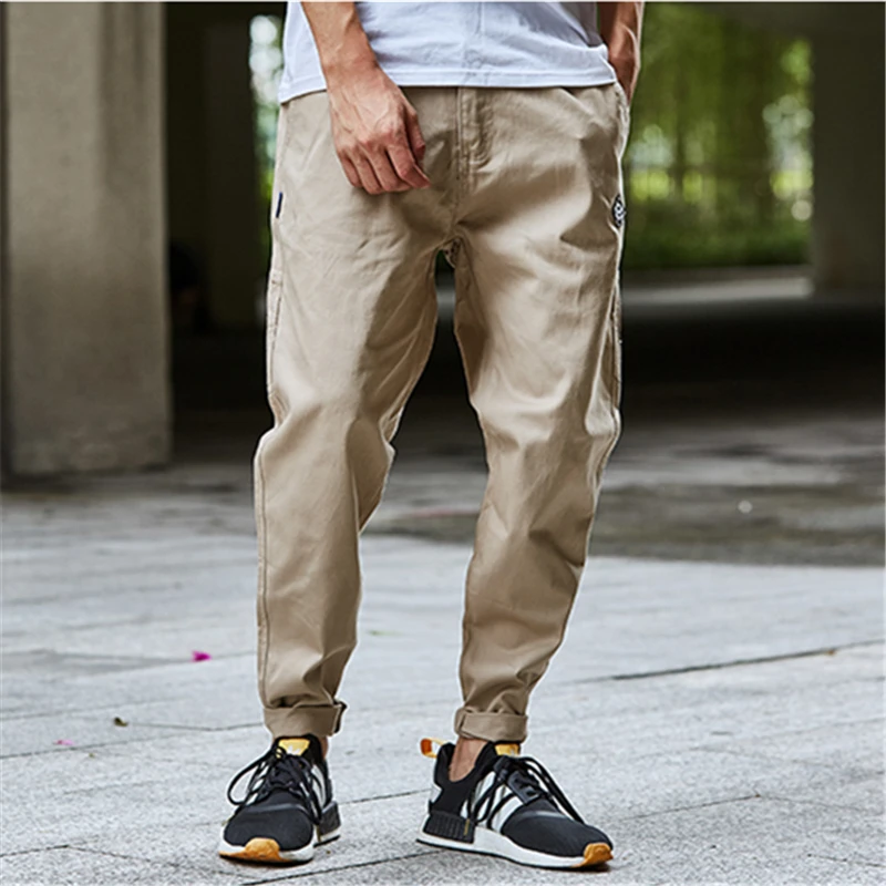 Japanese men's pants summer loose joggers pants wild straight casual pants American retro hip hop tooling trousers streetwear